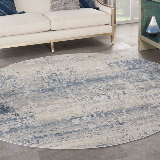 Rustic Textures RUS10 Modern Abstract Distressed Shimmer Carved Hi-Low Textured Flat-Pile Ivory/Blue Rug-Nourison-Rug Love - The Most Loved Rug Store