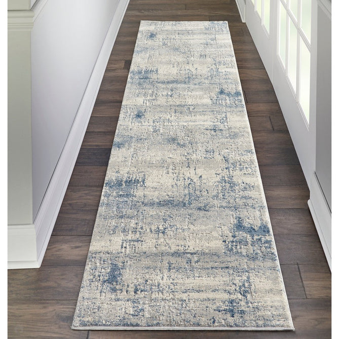 Rustic Textures RUS10 Modern Abstract Distressed Shimmer Carved Hi-Low Textured Flat-Pile Ivory/Blue Rug-Nourison-Rug Love - The Most Loved Rug Store