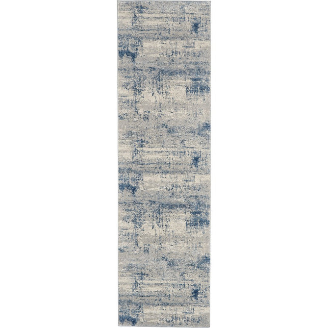 Rustic Textures RUS10 Modern Abstract Distressed Shimmer Carved Hi-Low Textured Flat-Pile Ivory/Blue Rug-Nourison-Rug Love - The Most Loved Rug Store