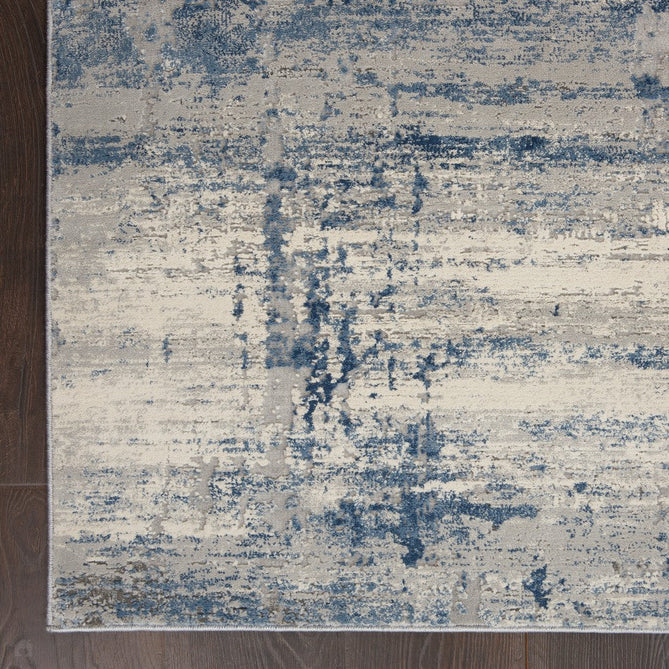 Rustic Textures RUS10 Modern Abstract Distressed Shimmer Carved Hi-Low Textured Flat-Pile Ivory/Blue Rug-Nourison-Rug Love - The Most Loved Rug Store