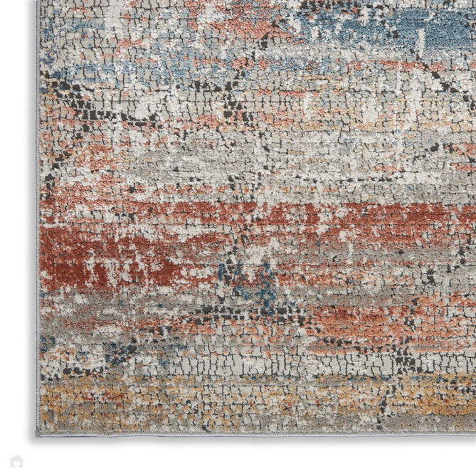 Rustic Textures RUS11 Modern Abstract Distressed Shimmer Carved Hi-Low Textured Flat-Pile Multicolour Rug-Nourison-Rug Love - The Most Loved Rug Store