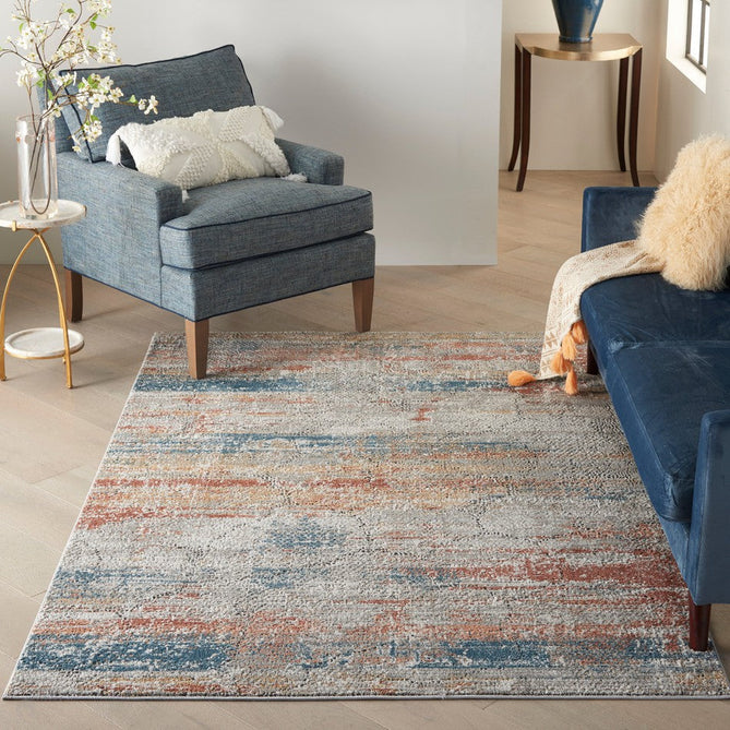 Rustic Textures RUS11 Modern Abstract Distressed Shimmer Carved Hi-Low Textured Flat-Pile Multicolour Rug-Nourison-Rug Love - The Most Loved Rug Store