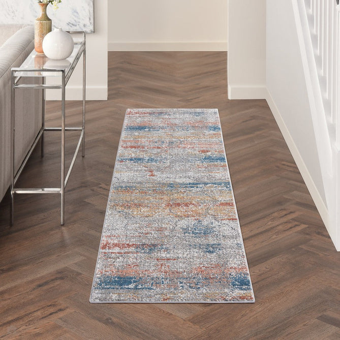 Rustic Textures RUS11 Modern Abstract Distressed Shimmer Carved Hi-Low Textured Flat-Pile Multicolour Rug-Nourison-Rug Love - The Most Loved Rug Store