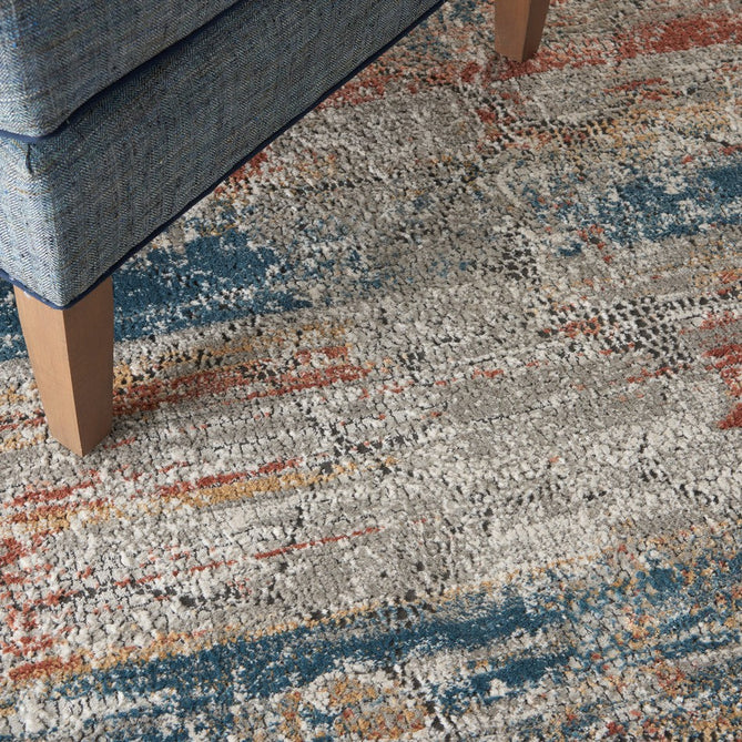 Rustic Textures RUS11 Modern Abstract Distressed Shimmer Carved Hi-Low Textured Flat-Pile Multicolour Rug-Nourison-Rug Love - The Most Loved Rug Store