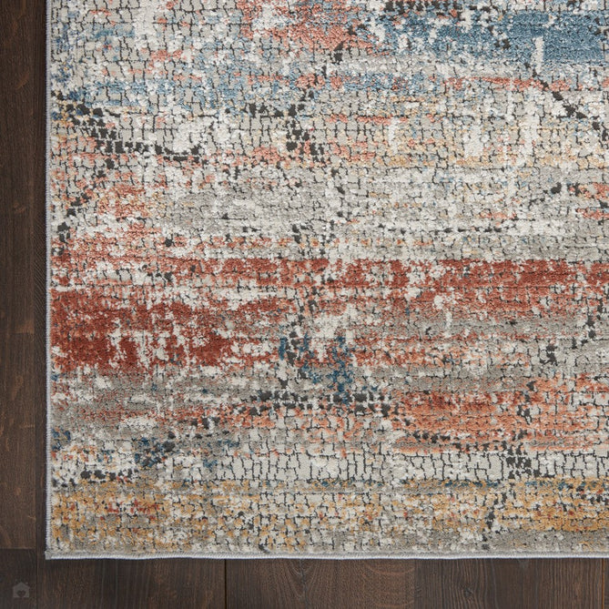 Rustic Textures RUS11 Modern Abstract Distressed Shimmer Carved Hi-Low Textured Flat-Pile Multicolour Rug-Nourison-Rug Love - The Most Loved Rug Store