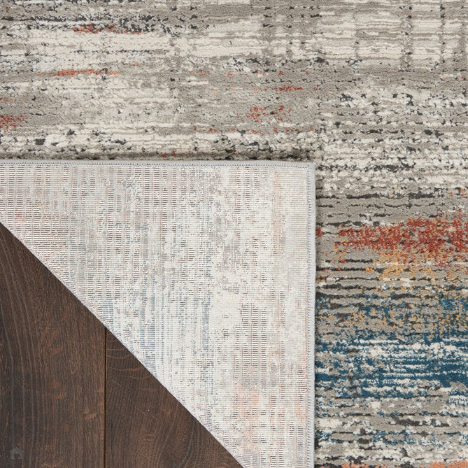 Rustic Textures RUS12 Modern Abstract Distressed Shimmer Carved Hi-Low Textured Flat-Pile Grey/Multi Rug-Nourison-Rug Love - The Most Loved Rug Store