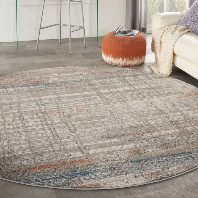 Rustic Textures RUS12 Modern Abstract Distressed Shimmer Carved Hi-Low Textured Flat-Pile Grey/Multi Rug-Nourison-Rug Love - The Most Loved Rug Store