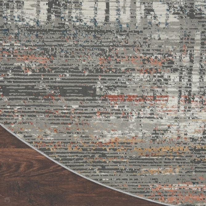 Rustic Textures RUS12 Modern Abstract Distressed Shimmer Carved Hi-Low Textured Flat-Pile Grey/Multi Rug-Nourison-Rug Love - The Most Loved Rug Store