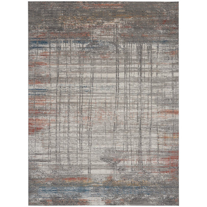 Rustic Textures RUS12 Modern Abstract Distressed Shimmer Carved Hi-Low Textured Flat-Pile Grey/Multi Rug-Nourison-Rug Love - The Most Loved Rug Store