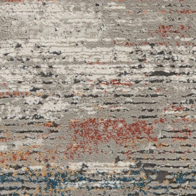 Rustic Textures RUS12 Modern Abstract Distressed Shimmer Carved Hi-Low Textured Flat-Pile Grey/Multi Rug-Nourison-Rug Love - The Most Loved Rug Store