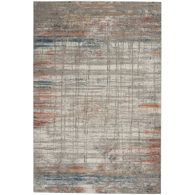 Rustic Textures RUS12 Modern Abstract Distressed Shimmer Carved Hi-Low Textured Flat-Pile Grey/Multi Rug-Nourison-Rug Love - The Most Loved Rug Store