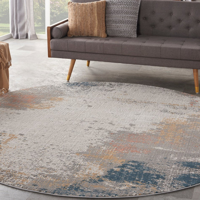 Rustic Textures RUS13 Modern Abstract Distressed Shimmer Carved Hi-Low Textured Flat-Pile Grey/Blue Rug-Nourison-Rug Love - The Most Loved Rug Store