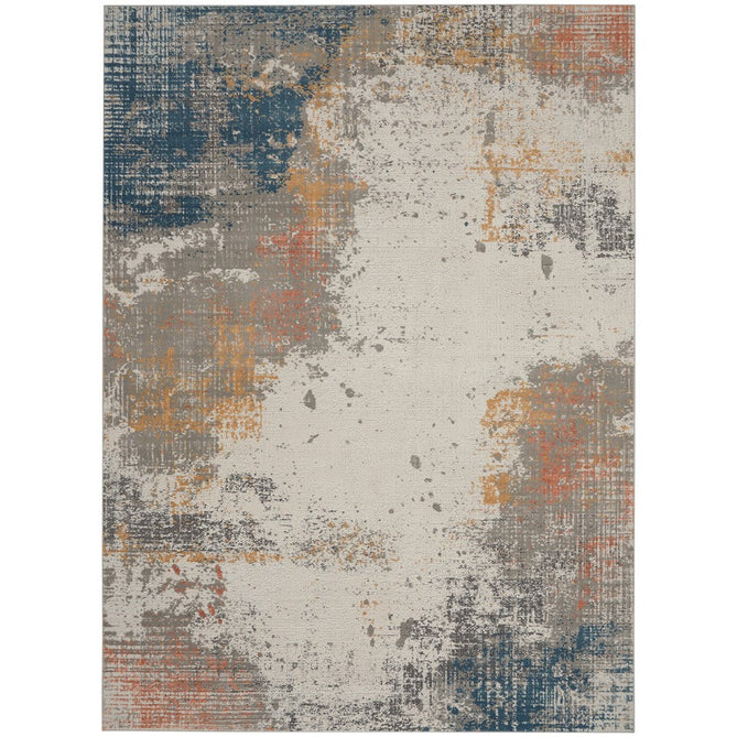 Rustic Textures RUS13 Modern Abstract Distressed Shimmer Carved Hi-Low Textured Flat-Pile Grey/Blue Rug-Nourison-Rug Love - The Most Loved Rug Store