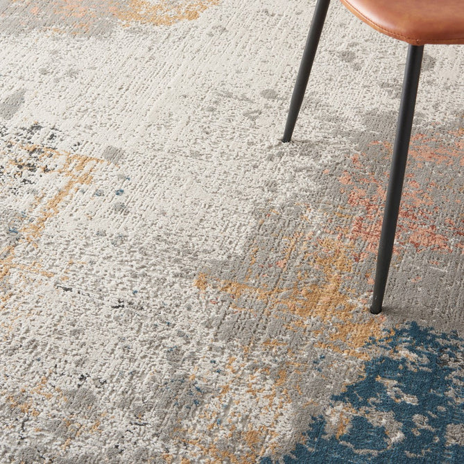 Rustic Textures RUS13 Modern Abstract Distressed Shimmer Carved Hi-Low Textured Flat-Pile Grey/Blue Rug-Nourison-Rug Love - The Most Loved Rug Store