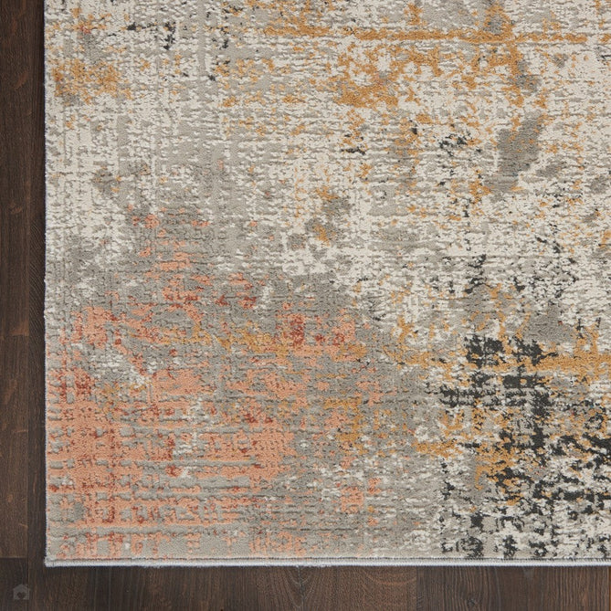 Rustic Textures RUS13 Modern Abstract Distressed Shimmer Carved Hi-Low Textured Flat-Pile Grey/Blue Rug-Nourison-Rug Love - The Most Loved Rug Store