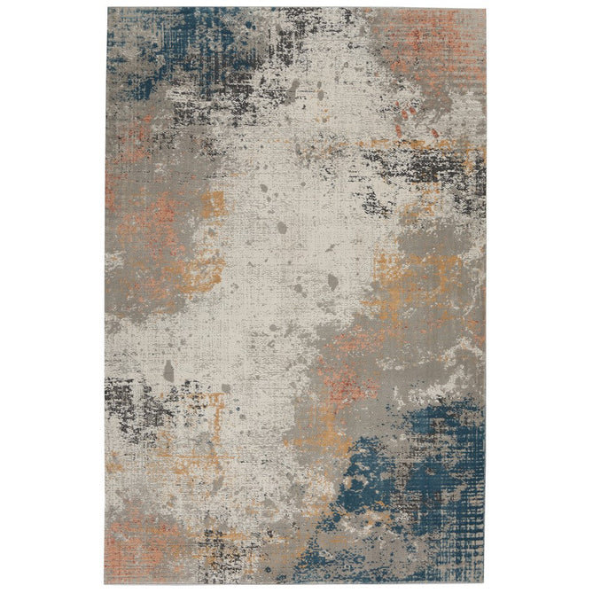 Rustic Textures RUS13 Modern Abstract Distressed Shimmer Carved Hi-Low Textured Flat-Pile Grey/Blue Rug-Nourison-Rug Love - The Most Loved Rug Store