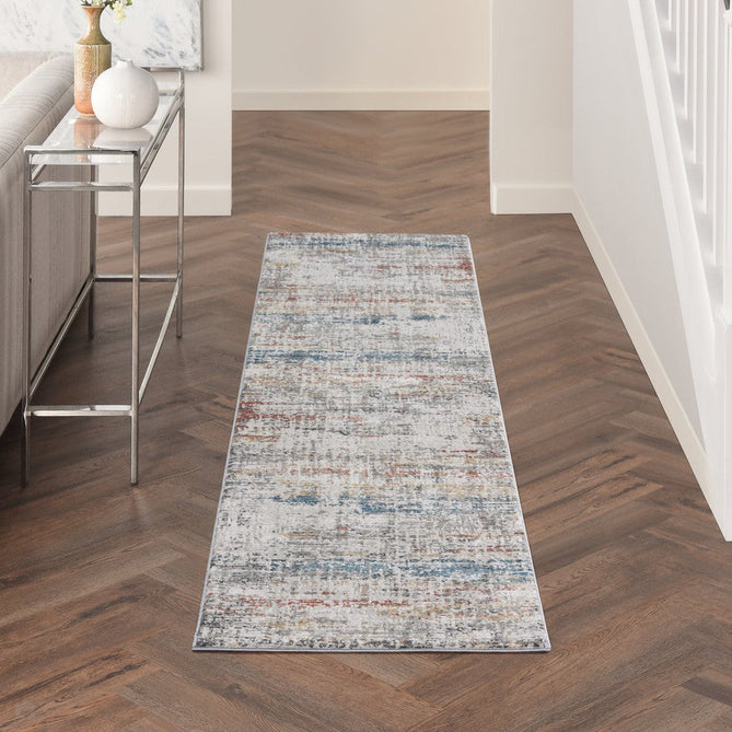 Rustic Textures RUS14 Modern Abstract Distressed Shimmer Carved Hi-Low Textured Flat-Pile Light Grey/Multi Rug-Nourison-Rug Love - The Most Loved Rug Store