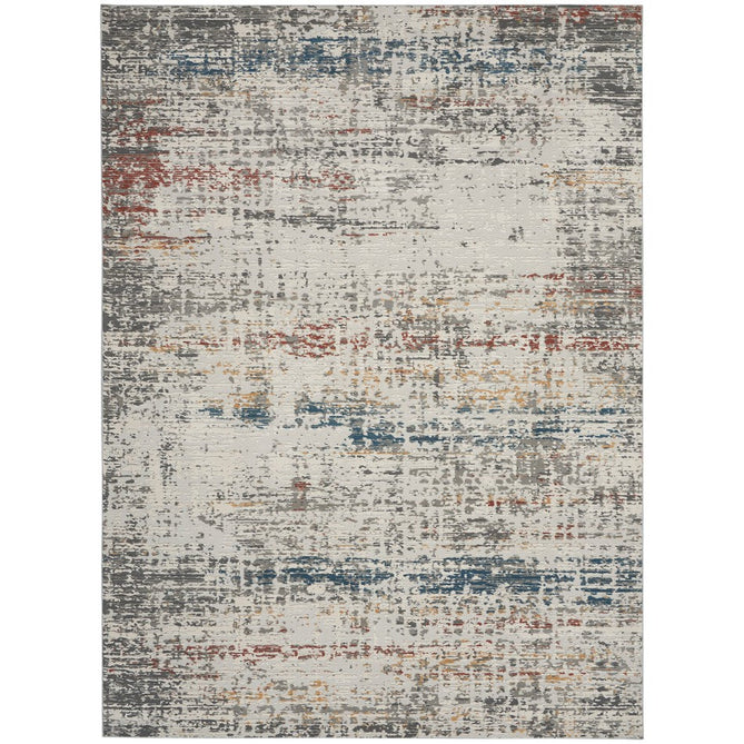 Rustic Textures RUS14 Modern Abstract Distressed Shimmer Carved Hi-Low Textured Flat-Pile Light Grey/Multi Rug-Nourison-Rug Love - The Most Loved Rug Store