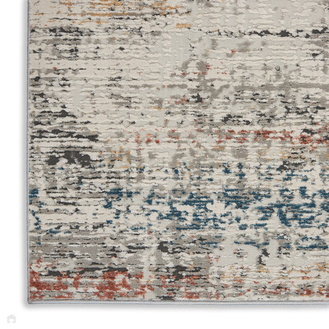 Rustic Textures RUS14 Modern Abstract Distressed Shimmer Carved Hi-Low Textured Flat-Pile Light Grey/Multi Rug-Nourison-Rug Love - The Most Loved Rug Store