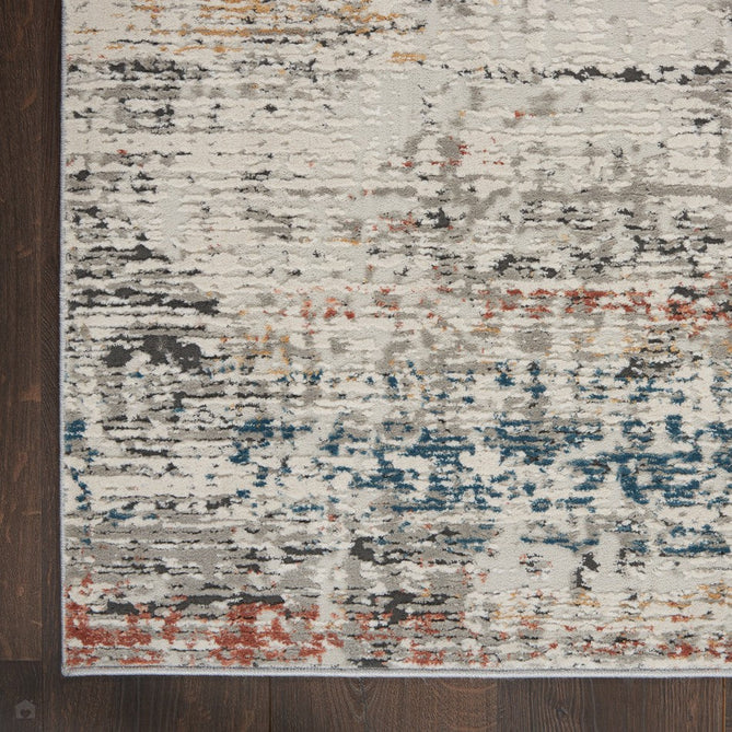 Rustic Textures RUS14 Modern Abstract Distressed Shimmer Carved Hi-Low Textured Flat-Pile Light Grey/Multi Rug-Nourison-Rug Love - The Most Loved Rug Store