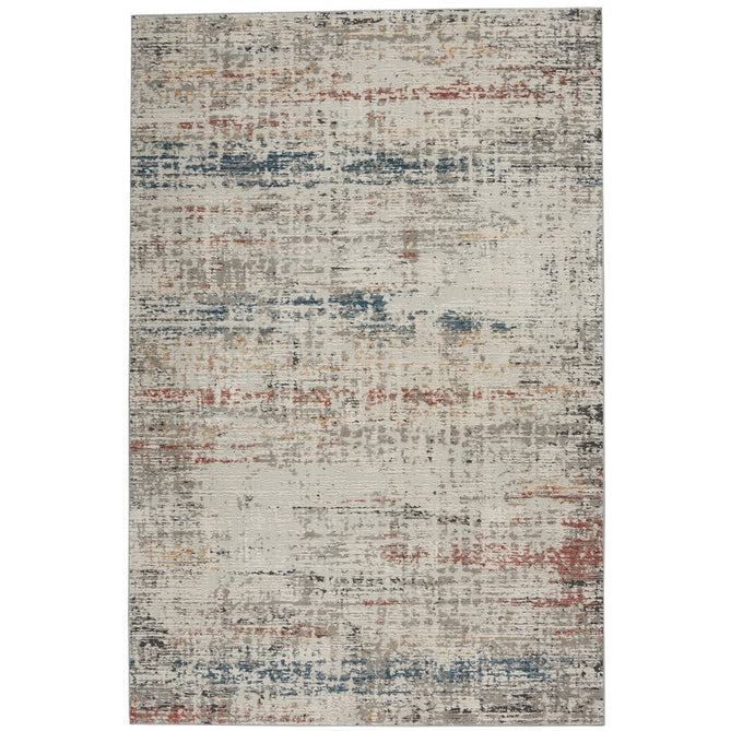 Rustic Textures RUS14 Modern Abstract Distressed Shimmer Carved Hi-Low Textured Flat-Pile Light Grey/Multi Rug-Nourison-Rug Love - The Most Loved Rug Store