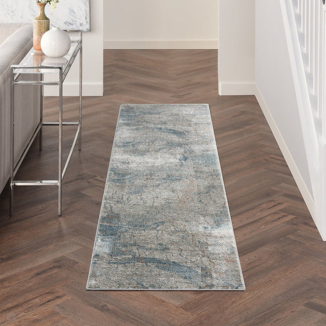 Rustic Textures RUS15 Modern Abstract Distressed Shimmer Carved Hi-Low Textured Flat-Pile Light Grey/Blue Rug-Nourison-Rug Love - The Most Loved Rug Store