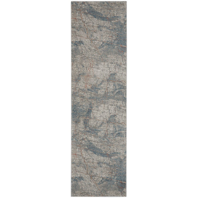 Rustic Textures RUS15 Modern Abstract Distressed Shimmer Carved Hi-Low Textured Flat-Pile Light Grey/Blue Rug-Nourison-Rug Love - The Most Loved Rug Store