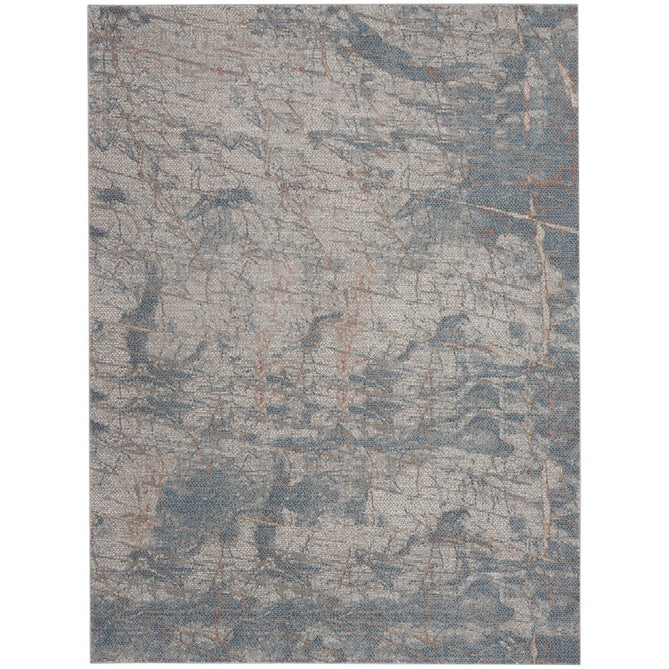 Rustic Textures RUS15 Modern Abstract Distressed Shimmer Carved Hi-Low Textured Flat-Pile Light Grey/Blue Rug-Nourison-Rug Love - The Most Loved Rug Store