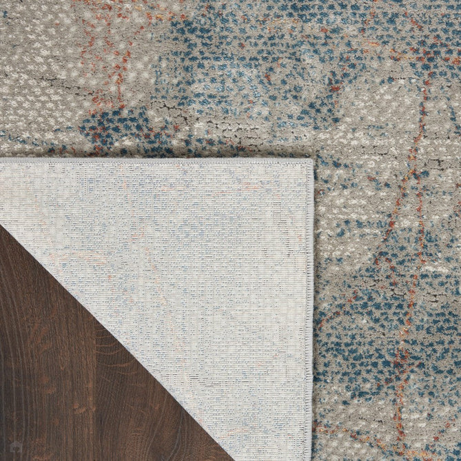 Rustic Textures RUS15 Modern Abstract Distressed Shimmer Carved Hi-Low Textured Flat-Pile Light Grey/Blue Rug-Nourison-Rug Love - The Most Loved Rug Store