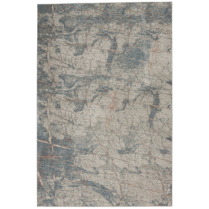 Rustic Textures RUS15 Modern Abstract Distressed Shimmer Carved Hi-Low Textured Flat-Pile Light Grey/Blue Rug-Nourison-Rug Love - The Most Loved Rug Store