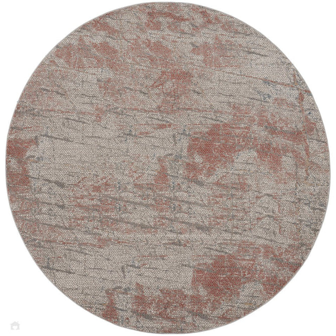 Rustic Textures RUS15 Modern Abstract Distressed Shimmer Carved Hi-Low Textured Flat-Pile Light Grey/Rust Rug-Nourison-Rug Love - The Most Loved Rug Store