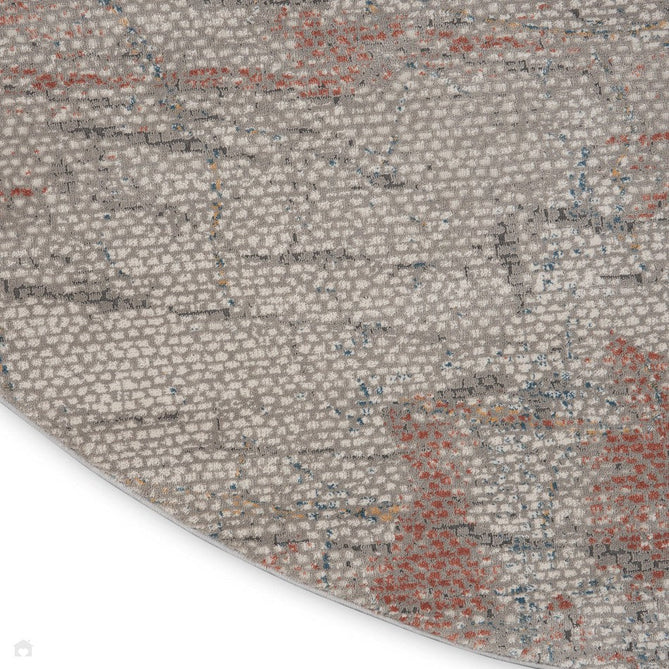 Rustic Textures RUS15 Modern Abstract Distressed Shimmer Carved Hi-Low Textured Flat-Pile Light Grey/Rust Rug-Nourison-Rug Love - The Most Loved Rug Store