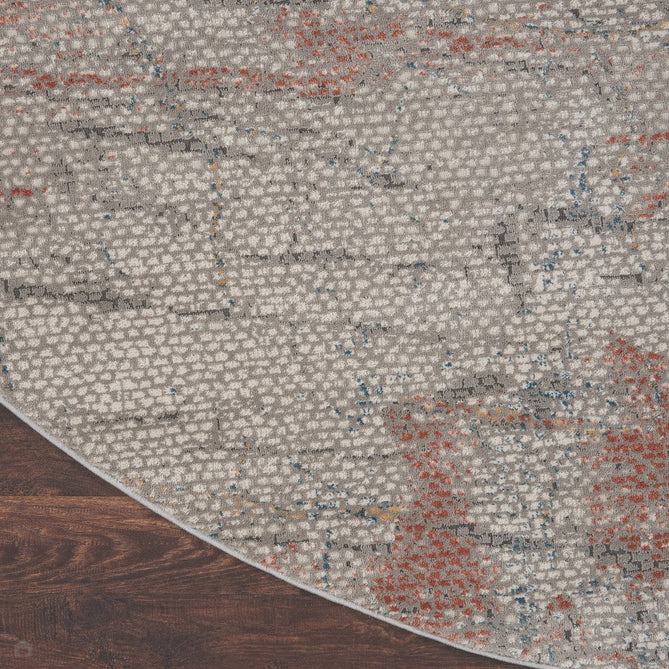 Rustic Textures RUS15 Modern Abstract Distressed Shimmer Carved Hi-Low Textured Flat-Pile Light Grey/Rust Rug-Nourison-Rug Love - The Most Loved Rug Store