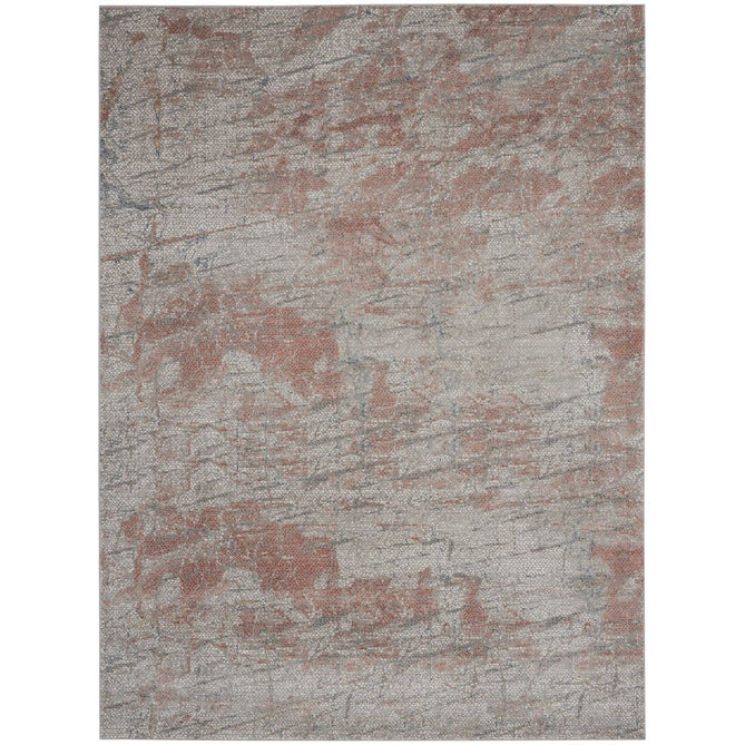 Rustic Textures RUS15 Modern Abstract Distressed Shimmer Carved Hi-Low Textured Flat-Pile Light Grey/Rust Rug-Nourison-Rug Love - The Most Loved Rug Store