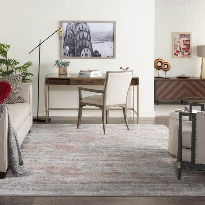 Rustic Textures RUS15 Modern Abstract Distressed Shimmer Carved Hi-Low Textured Flat-Pile Light Grey/Rust Rug-Nourison-Rug Love - The Most Loved Rug Store