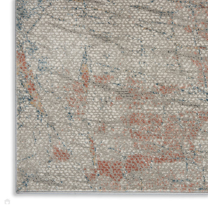 Rustic Textures RUS15 Modern Abstract Distressed Shimmer Carved Hi-Low Textured Flat-Pile Light Grey/Rust Rug-Nourison-Rug Love - The Most Loved Rug Store