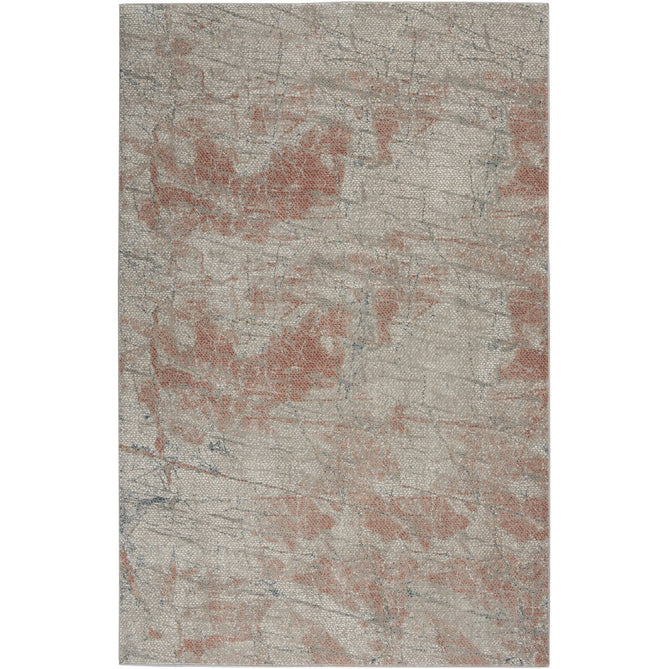 Rustic Textures RUS15 Modern Abstract Distressed Shimmer Carved Hi-Low Textured Flat-Pile Light Grey/Rust Rug-Nourison-Rug Love - The Most Loved Rug Store