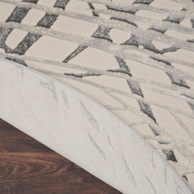 Rustic Textures RUS17 Modern Abstract Distressed Shimmer Carved Hi-Low Textured Flat-Pile Ivory/Grey Rug-Nourison-Rug Love - The Most Loved Rug Store