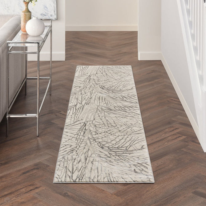 Rustic Textures RUS17 Modern Abstract Distressed Shimmer Carved Hi-Low Textured Flat-Pile Ivory/Grey Rug-Nourison-Rug Love - The Most Loved Rug Store