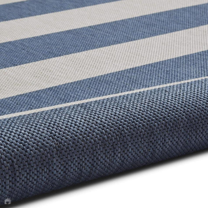 Santa Monica 48644 Striped Durable Stain-Resistant Weatherproof Flatweave In-Outdoor Blue/Light Beige Rug-Think Rugs-Rug Love - The Most Loved Rug Store