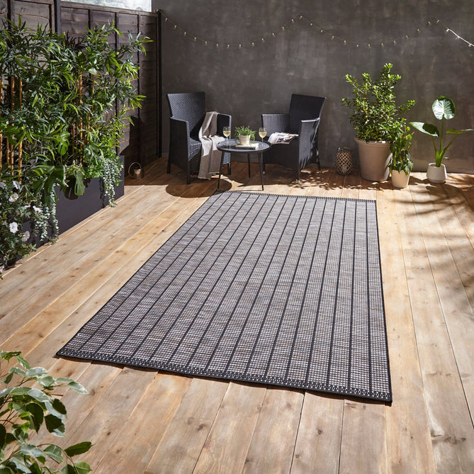 Santa Monica A041 Durable Stain-Resistant Weatherproof Flatweave In-Outdoor Black Rug-Think Rugs-Rug Love - The Most Loved Rug Store