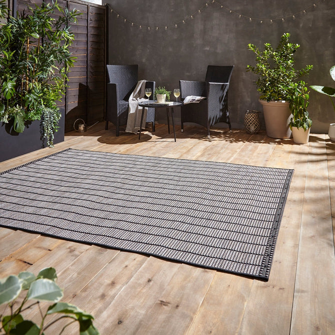 Santa Monica A041 Durable Stain-Resistant Weatherproof Flatweave In-Outdoor Black Rug-Think Rugs-Rug Love - The Most Loved Rug Store