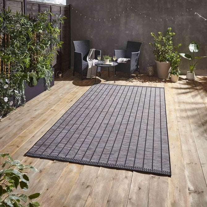 Santa Monica A041 Durable Stain-Resistant Weatherproof Flatweave In-Outdoor Black Rug-Think Rugs-Rug Love - The Most Loved Rug Store