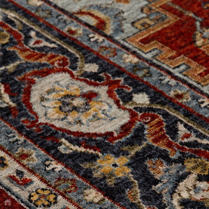 Sarouk 1144 R Traditional Persian Floral Medallion Border Soft-Touch Woven Polyester Flatweave Muted Red/Blue/Cream/Multicolour Rug-Oriental Weavers-Rug Love - The Most Loved Rug Store