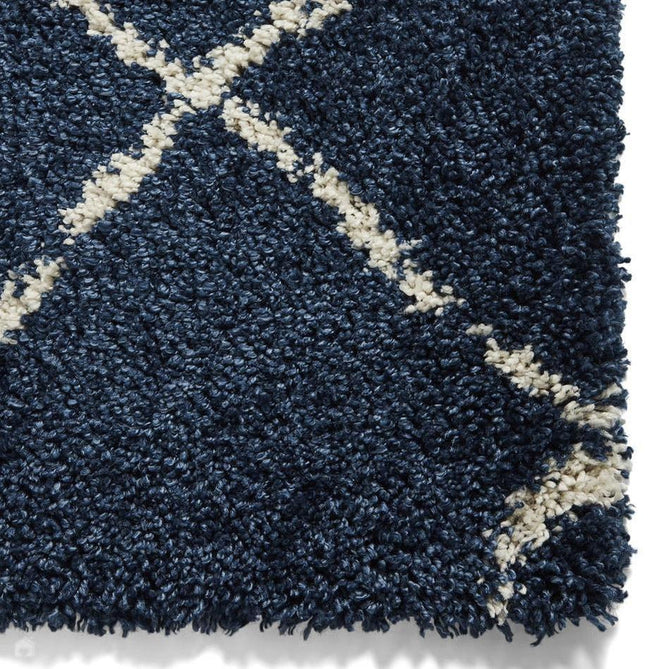 Scandi Berber G257 Modern Moroccan Berber Soft Plush Boho Shaggy Navy/Cream Rug-Think Rugs-Rug Love - The Most Loved Rug Store