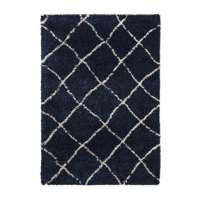 Scandi Berber G257 Modern Moroccan Berber Soft Plush Boho Shaggy Navy/Cream Rug-Think Rugs-Rug Love - The Most Loved Rug Store