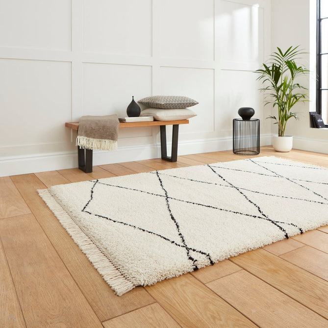 Scandi-Boho RL04 Modern Moroccan Berber Soft Plush Shaggy White/Black Rug-Rug Love Exclusive-Rug Love - The Most Loved Rug Store