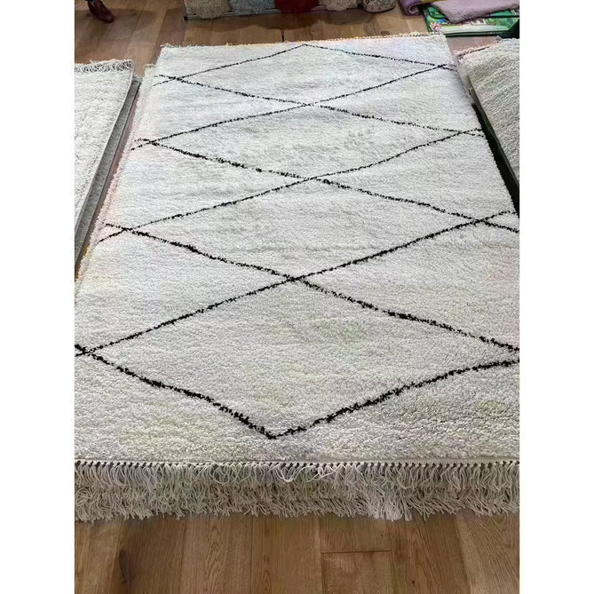 Scandi-Boho RL04 Modern Moroccan Berber Soft Plush Shaggy White/Black Rug-Rug Love Exclusive-Rug Love - The Most Loved Rug Store