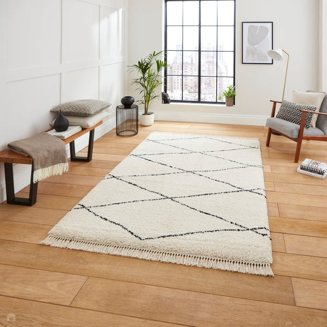 Scandi-Boho RL04 Modern Moroccan Berber Soft Plush Shaggy White/Black Rug-Rug Love Exclusive-Rug Love - The Most Loved Rug Store