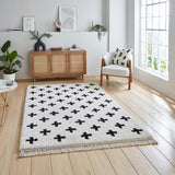 Scandi-Boho RL09 Modern Moroccan Berber Soft Plush Shaggy White/Black Rug